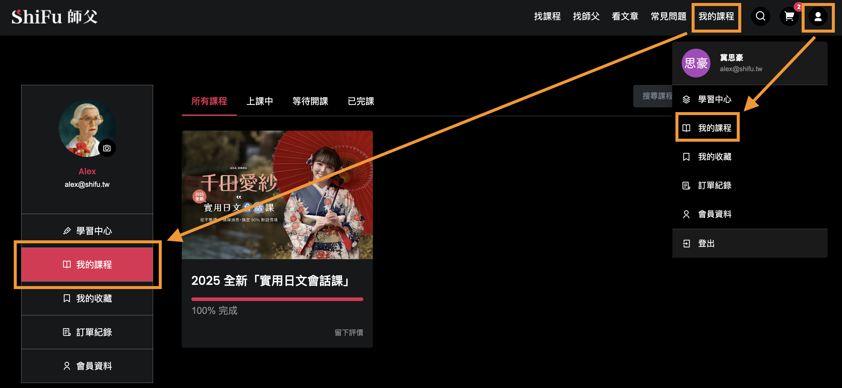觀看課程示意圖